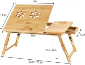 img 3 attached to 🛏️ Urbenfit Bamboo Lap Desk for Bed: Adjustable Angle, Foldable with Drawer - Ideal Bed Tray for Eating, Working