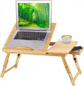 img 4 attached to 🛏️ Urbenfit Bamboo Lap Desk for Bed: Adjustable Angle, Foldable with Drawer - Ideal Bed Tray for Eating, Working