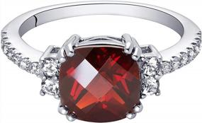 img 2 attached to Designer 14K White Gold Garnet Ring With Topaz - Genuine Gemstone Birthstone In 2.50 Carats Cushion Cut 8Mm - Women'S Sizes 5 To 9