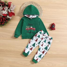 img 3 attached to Adorable Toddler Boy Christmas Outfit With Hoodie & Xmas Tree Pants For Fall & Winter
