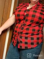 img 1 attached to Plaid V Neck Short Sleeve Button Down Summer Shirts For Women - Perfect Casual Tops review by Roy Reeves