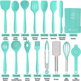 img 3 attached to Deedro 16-Piece Heat Resistant Silicone Kitchen Utensils Set With Holder - Nonstick Spatula Cooking & Baking Gadgets, Green