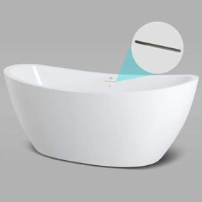 img 3 attached to FerdY Naha 67" Freestanding Soaking Bathtub With Minimalist Linear Design And Brushed Nickel Drain - Simple Installation And Perfect Relaxation