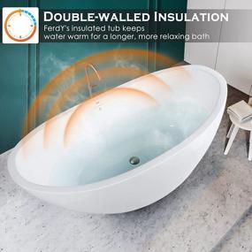 img 2 attached to FerdY Naha 67" Freestanding Soaking Bathtub With Minimalist Linear Design And Brushed Nickel Drain - Simple Installation And Perfect Relaxation