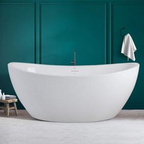 img 4 attached to FerdY Naha 67" Freestanding Soaking Bathtub With Minimalist Linear Design And Brushed Nickel Drain - Simple Installation And Perfect Relaxation