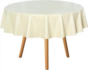 img 4 attached to Sancua 100% Waterproof Round PVC Tablecloth - 60 Inch - Oil Proof Spill Proof Vinyl Table Cloth, Wipe Clean Table Cover For Dining Table, Buffet Parties And Camping, Beige