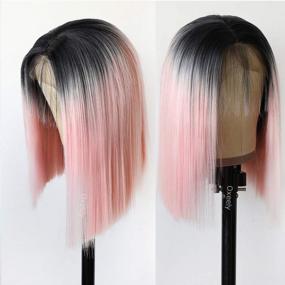 img 1 attached to Oxeely Pink Lace Front Wig: Pre-Plucked, Glueless, Ombre Short Bob For Women - Perfect For Christmas & Cosplay!