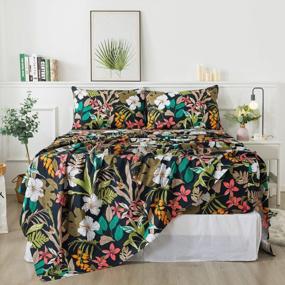 img 4 attached to FADFAY Cal King Size Floral Bed Sheets Black And Red Bedding Set - Soft 600 TC Cotton Flower Printed Leaves Pattern Sheets - Breathable Tropical Countryside Deep Pocket Sheet 17.5'', 4Pcs, Cal King