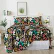 fadfay cal king size floral bed sheets black and red bedding set - soft 600 tc cotton flower printed leaves pattern sheets - breathable tropical countryside deep pocket sheet 17.5'', 4pcs, cal king logo