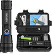 super bright kepeak rechargeable led flashlight - 10000 lumens tactical handheld flashlight with 5 light modes for camping and emergencies logo