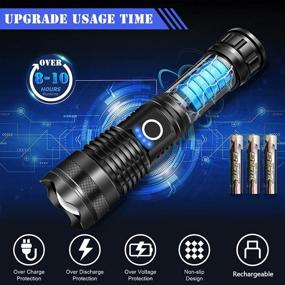 img 1 attached to Super Bright KEPEAK Rechargeable LED Flashlight - 10000 Lumens Tactical Handheld Flashlight With 5 Light Modes For Camping And Emergencies