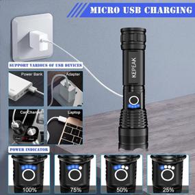 img 2 attached to Super Bright KEPEAK Rechargeable LED Flashlight - 10000 Lumens Tactical Handheld Flashlight With 5 Light Modes For Camping And Emergencies