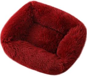 img 4 attached to La La Pet® Donut Dog Cat Bed: Cozy, Calming, and Self-Warming 🍩 Pet Bed for Improved Sleep – Red, Small to Medium Dogs and Cats