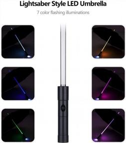 img 1 attached to Shine In The Rain With BESTKEE Lightsaber Umbrella - 7 Color LED Shaft & Bottom Torch (Red)