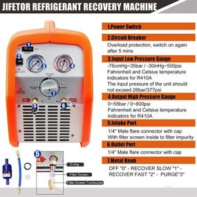 img 3 attached to 🔄 JIFETOR AC Refrigerant Recovery Machine Unit, Portable Tool for Recycling Liquid and Vapor Refrigerant, Ideal for Automotive Air Conditioners and Home HVAC Systems, 3/4HP Oil-less Compressor