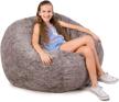 cordaroy's faux fur bean bag chair, convertible chair folds from bean bag to bed, as seen on shark tank, grey - full size logo