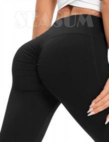 img 2 attached to SEASUM High Waist Yoga Pants With Tummy Control And Scrunch Butt, Women'S Workout Leggings For Lifting And Stretching
