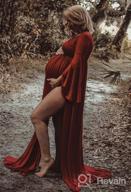 картинка 1 прикреплена к отзыву Maternity Off Shoulder Wrap Flare Sleeves Maxi Photography Dress Baby Shower Gown от Roshan Schram
