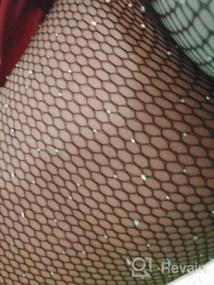 img 5 attached to Plus Size Fishnet Tights - 2 Pairs Sexy Black Sparkle Diamonds