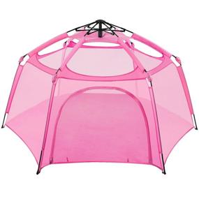 img 4 attached to Alvantor Playpen Pink Portable Fence Canopy 6 Panel Pop Up Foldable Space For Infants Babies Toddlers Kids Pets Indoor Outdoor 7'X7'X44
