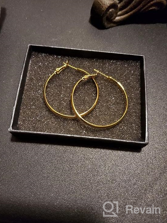 img 1 attached to Women's Chunky Hoop Earrings – Lightweight, 14K Gold Plated 925 Sterling Silver Post Earrings Ideal for Girls review by Alexis Sanchez