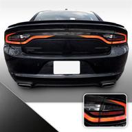 gomu tail light accent blackout precut vinyl wrap overlay kit v2, совместимый с dodge charger 2015 2016 2017 2018 2019 2020 - металлический матовый хром, черный логотип