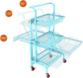 img 2 attached to 3-Tier Utility Rolling Cart: Mesh Basket Kitchen Storage Organizer With Wheels - Metal Stand
