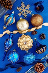 img 1 attached to 60Ct Blue Gold Shatterproof Christmas Ornaments Value Pack - Valery Madelyn For Xmas Tree Decoration