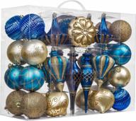 60ct blue gold shatterproof christmas ornaments value pack - valery madelyn for xmas tree decoration logo