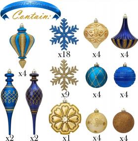 img 3 attached to 60Ct Blue Gold Shatterproof Christmas Ornaments Value Pack - Valery Madelyn For Xmas Tree Decoration