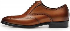 img 1 attached to FRASOICUS Men’S Dress Shoes With Genuine Leather In Classic Brogue Elastic Band Oxford Formal Shoes For Men