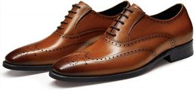 img 2 attached to FRASOICUS Men’S Dress Shoes With Genuine Leather In Classic Brogue Elastic Band Oxford Formal Shoes For Men