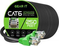 всепогодный ethernet-кабель gearit cat6: 250 футов, poe, прямое закапывание, медная оболочка cca, уф-оболочка — идеально подходит для наружных сетей логотип