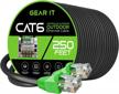 gearit weatherproof cat6 ethernet cable: 250ft, poe, direct burial, cca copper clad, uv jacket - ideal for outdoor networks logo