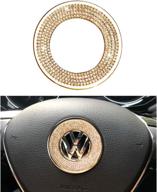 🚗 volkswagen compatible steering wheel logo caps decals sticker - vw accessories parts for jetta passat golf tiguan arteon atlas - interior decoration trim bling covers - crystal gold (women men) логотип