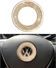 img 4 attached to 🚗 Volkswagen Compatible Steering Wheel Logo Caps Decals Sticker - VW Accessories Parts for Jetta Passat Golf Tiguan Arteon Atlas - Interior Decoration Trim Bling Covers - Crystal Gold (Women Men)