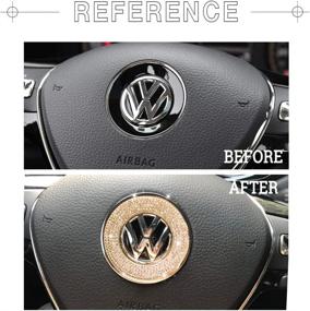 img 3 attached to 🚗 Volkswagen Compatible Steering Wheel Logo Caps Decals Sticker - VW Accessories Parts for Jetta Passat Golf Tiguan Arteon Atlas - Interior Decoration Trim Bling Covers - Crystal Gold (Women Men)