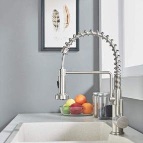 img 3 attached to 🚰 Friho Lead-Free Stainless Steel Single Handle Pull Out Sprayer Spring Bar Sink Kitchen Faucet - Commercial Brushed Nickel Finish