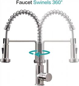 img 1 attached to 🚰 Friho Lead-Free Stainless Steel Single Handle Pull Out Sprayer Spring Bar Sink Kitchen Faucet - Commercial Brushed Nickel Finish