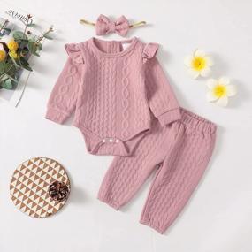 img 3 attached to Cute Ruffle Romper And Floral Pants Set For Newborn Baby Girl - Renotemy Infant Outfits For Fashionable Toddlers