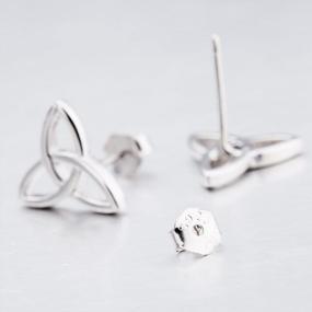 img 3 attached to Sterling Silver Celtic Triquetra Knot Earrings Studs For Women Girls Jewelry