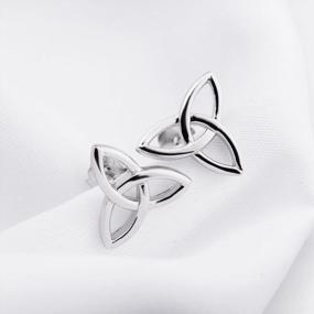 img 1 attached to Sterling Silver Celtic Triquetra Knot Earrings Studs For Women Girls Jewelry