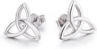 sterling silver celtic triquetra knot earrings studs for women girls jewelry логотип