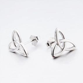 img 2 attached to Sterling Silver Celtic Triquetra Knot Earrings Studs For Women Girls Jewelry