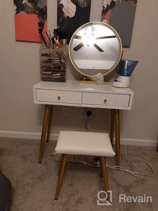 img 1 attached to Transform Your Space With YOURLITE Adjustable Vanity Table Set - Perfect For Makeup And Dressing review by Ian Welch