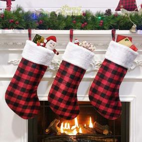 img 1 attached to Украсьте свой праздничный декор рождественскими чулками в клетку Townshine'S Buffalo - набор из 6 шт.