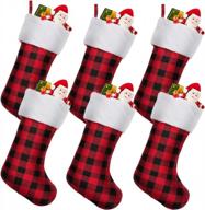 cozy up your holiday decor with townshine's buffalo check plaid christmas stockings - set of 6 logo