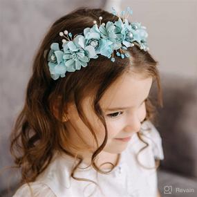 img 3 attached to 💙 Stunning AW BRIDAL Flower Girl Headpiece - Blue Floral Wreath Headband for Wedding, Halo Crown Hair Accessories for Girls | Flower Tiaras - Perfect for Any Occasion (Blue)