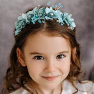 💙 stunning aw bridal flower girl headpiece - blue floral wreath headband for wedding, halo crown hair accessories for girls | flower tiaras - perfect for any occasion (blue) logo