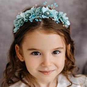 img 4 attached to 💙 Stunning AW BRIDAL Flower Girl Headpiece - Blue Floral Wreath Headband for Wedding, Halo Crown Hair Accessories for Girls | Flower Tiaras - Perfect for Any Occasion (Blue)